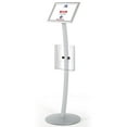 thumbnail image 1 of M&T Displays Curved Menu Board, 8.5x11 Inch Pedestal Sign Holder with 8.5x11 Inch Brochure Holder Silver Floor Standing Aluminum Front Loading Easy Open Poster Message Advertisement Post, 1 of 7