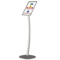 thumbnail image 1 of M&T Displays Curved Menu Board, 8.5x11 inch Silver Pedestal Sign Holder Floor Standing Aluminum Front Loading Easy Open Poster Message Advertisement Holder for Restaurant Cafe Hotel (3-Pack), 1 of 6
