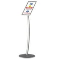 thumbnail image 1 of M&T Displays Curved Menu Board, 8.5x11 inch Silver Pedestal Sign Holder Floor Standing Aluminum Front Loading Easy Open Poster Message Advertisement Holder for Restaurant Cafe Hotel (2-Pack), 1 of 6