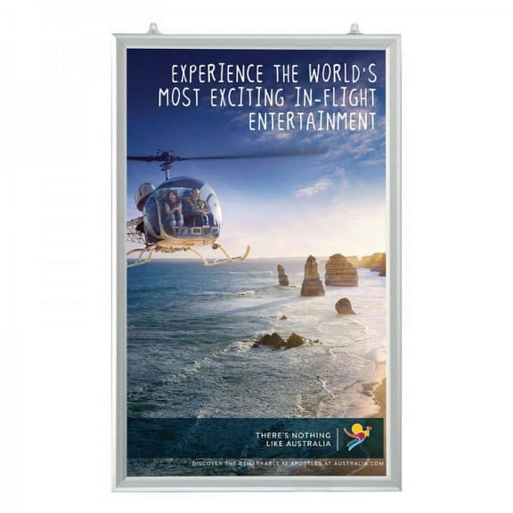 M&T Displays Double Sided Slide In Frame, Silver 24x36 Inch Poster Holder 1" Aluminum Profile Side Loading Easy Change Mitered Corner with Anti Glare PET Cover