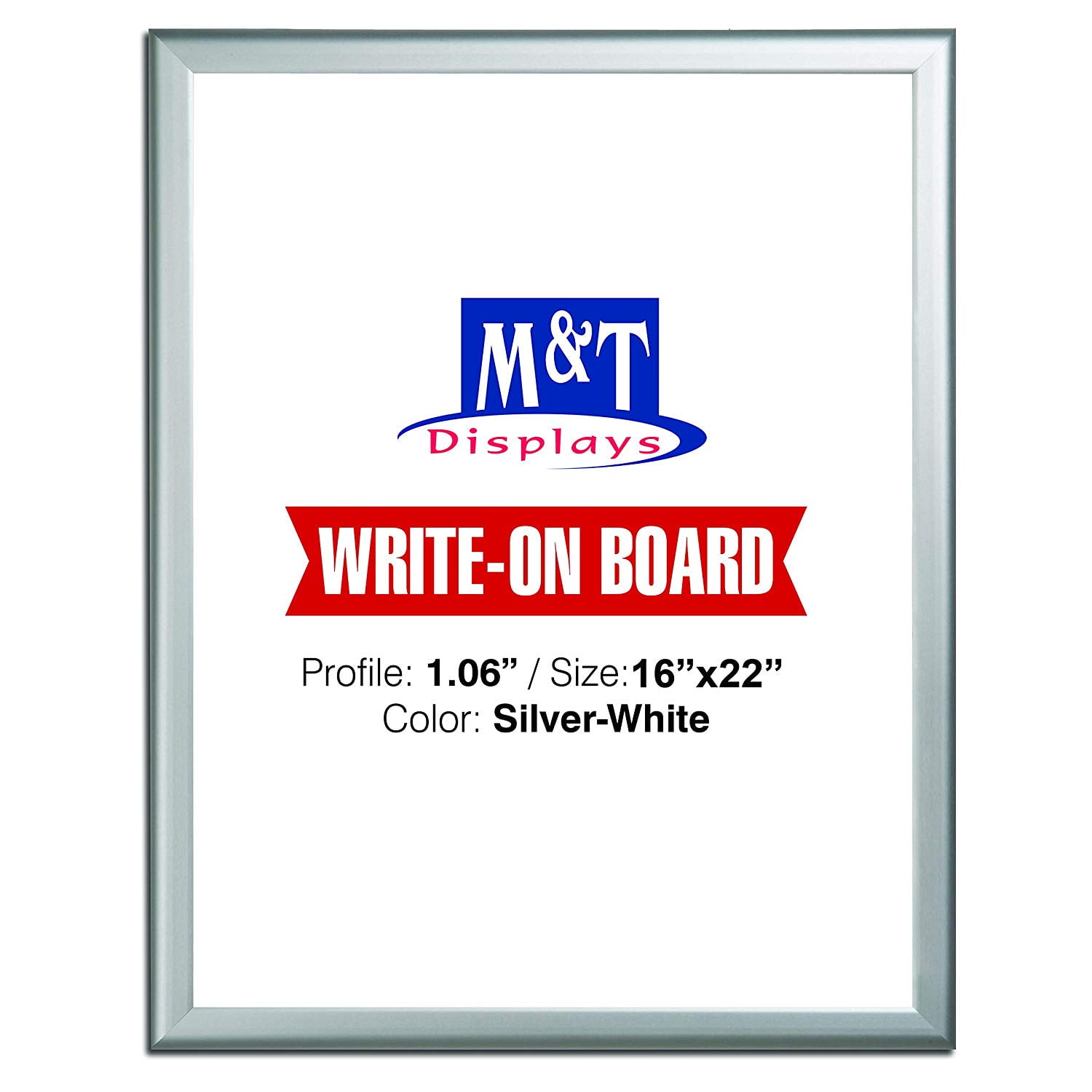 M&T Displays Dry Erase White Write Board, 18x24 Silver Frame