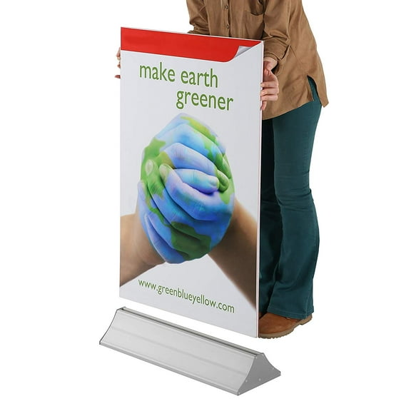 M&T Displays Easy Swap Poster Display Aluminium Base Free Standing Advertising Restaurant (23.5)