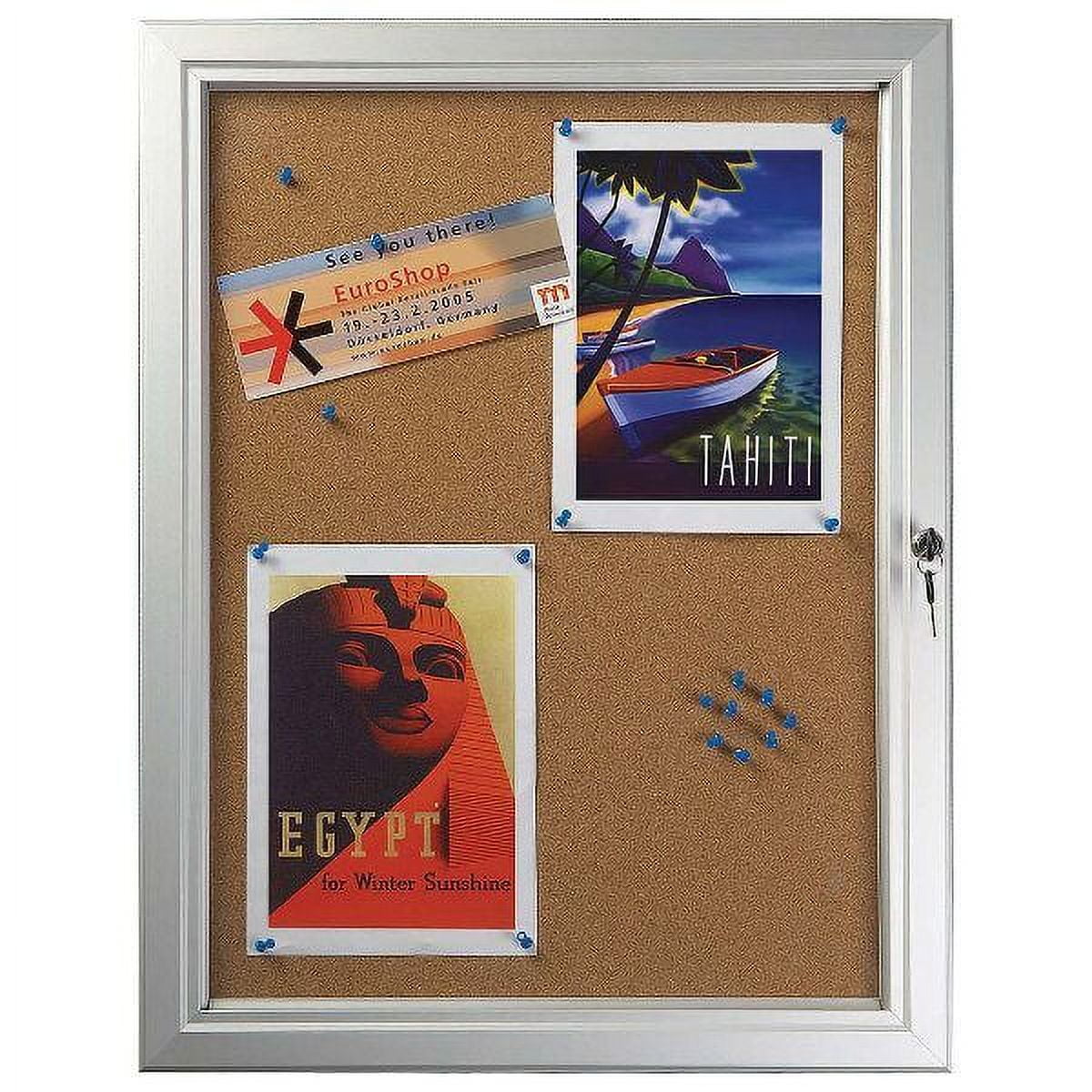 M&T Displays Enclosed Cork Bulletin Board 23.03x29.72 inches Silver Aluminum 4x(8.5x11)" Outdoor Noticeboard