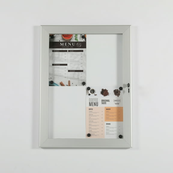 M&T Displays Enclosed Lockable Sealed Magnetic Showboard 4x(8.5x11) Inches Silver Aluminum Noticeboard Bulletin Board For Office School Classroom Hospital Commercial Use