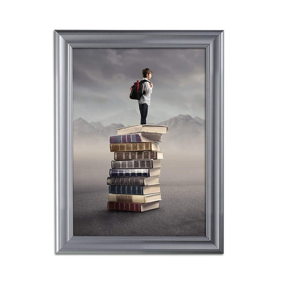 M&T Displays Fancy Front Loading Snap Picture Frame Poster Size 1.58" Silver Color Profile, Mitered Corner (18x24)