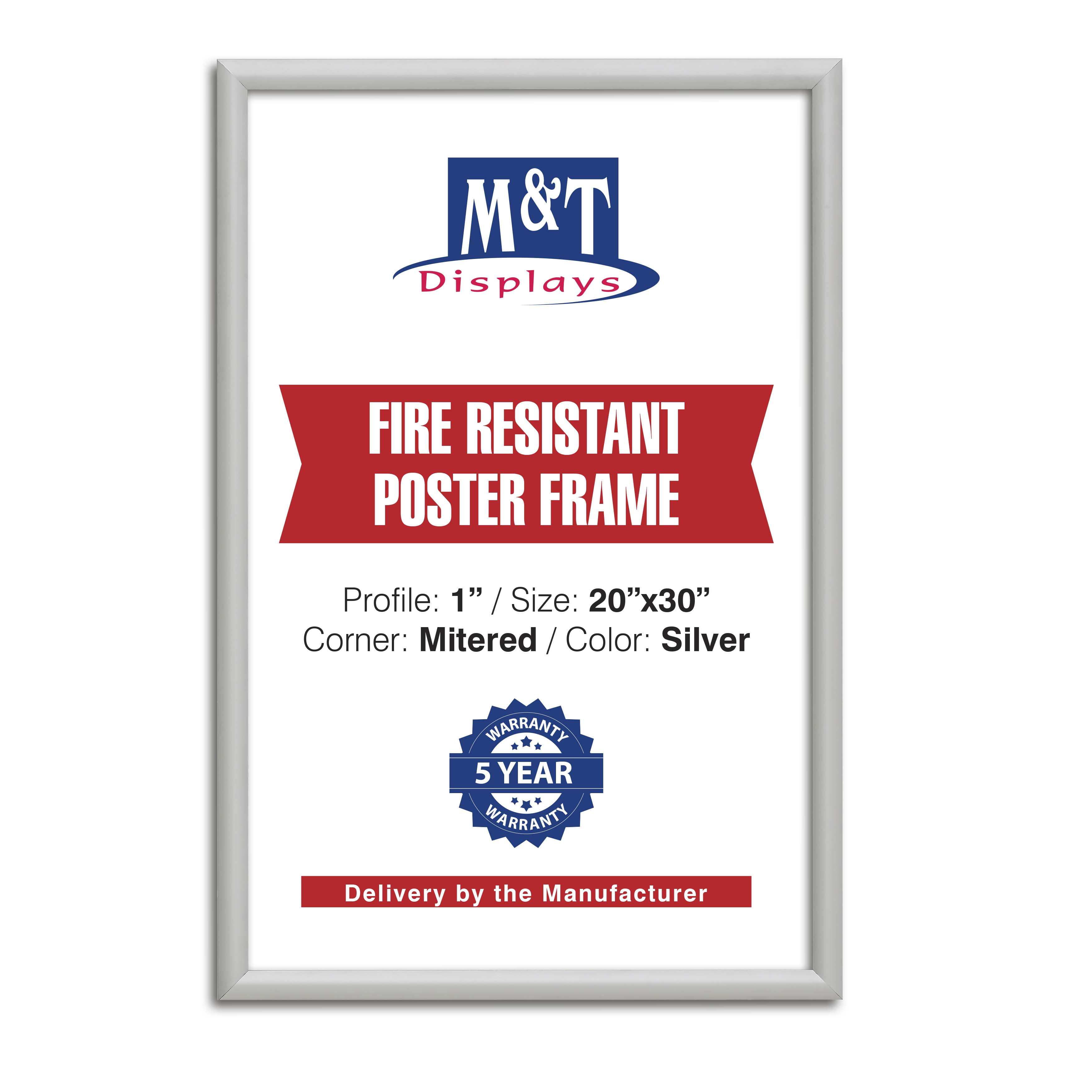 Silver Aluminum 20x30 Inch Fire Resistant Wall Frame