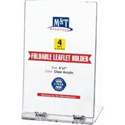 M&T Displays Foldable Clear Acrylic Brochure Holder 5x7 Pocket Desktop Leaflet Organizer 4 pack