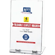 M&T Displays Foldable Clear Acrylic Brochure Holder 5x7 Pocket Desktop Leaflet Organizer 4 pack