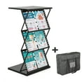 thumbnail image 1 of M&T Displays Foldable Counter with Perforated Literature Holder and Carrying Bag, Magazine Rack, Brochure Display Stand, Catalog Leaflet, Flier for Fair, Conference, Shows (Black, 2x(8.5x11)), 1 of 7