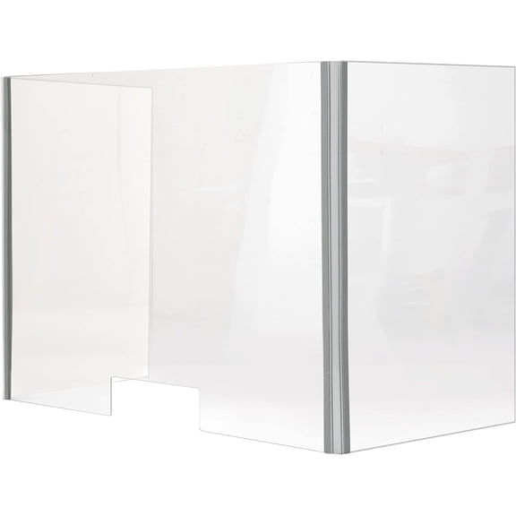 M&T Displays Foldable Sneeze Guard with Slot Cough Barrier Protective Shield Portable Student Desk Divider Screen Clear Table Panel for School 22x18x11 Inch