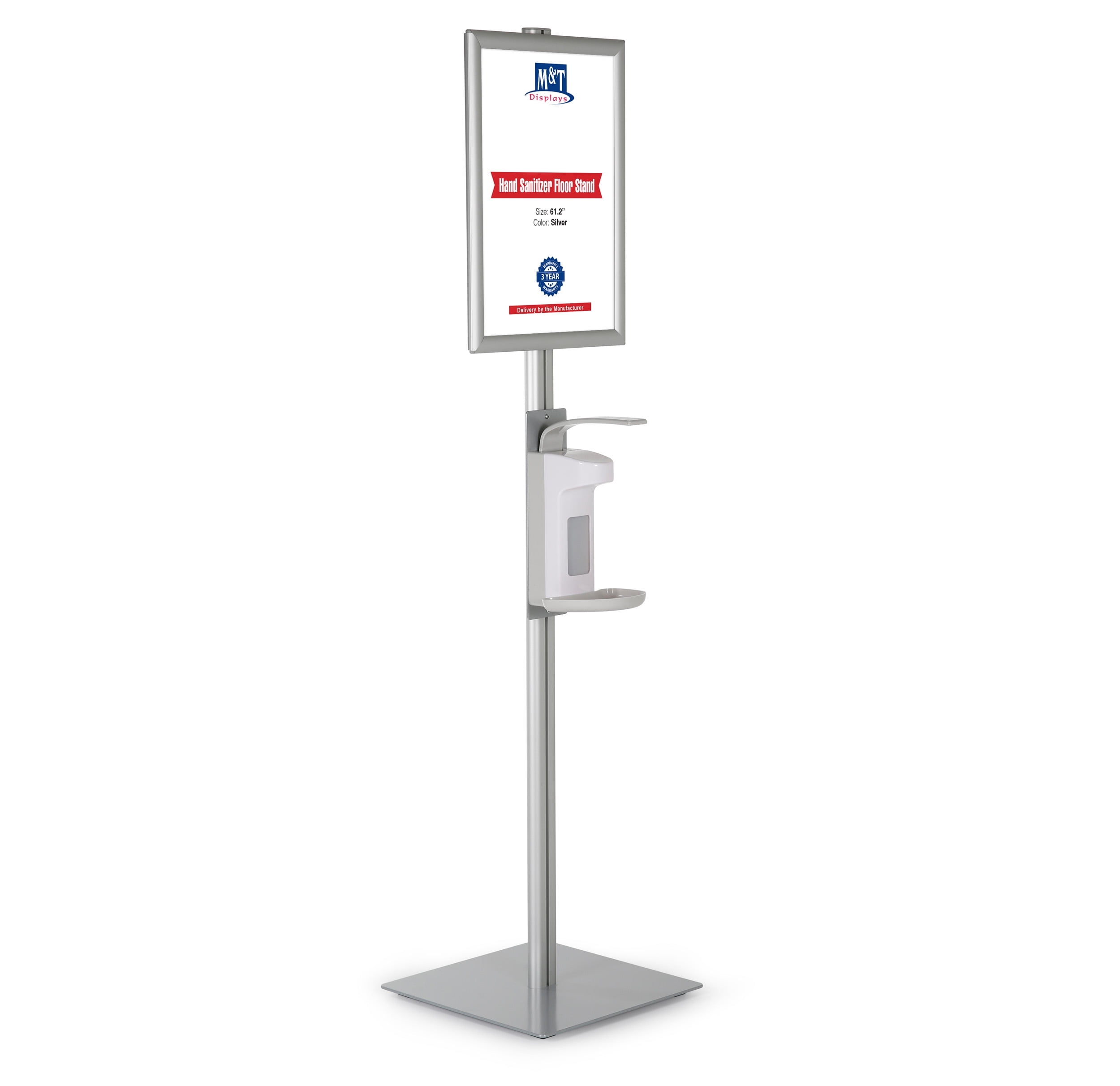 M&T Displays 500ml Hand Sanitizer Floor Stand w/ Manual Dispenser ...