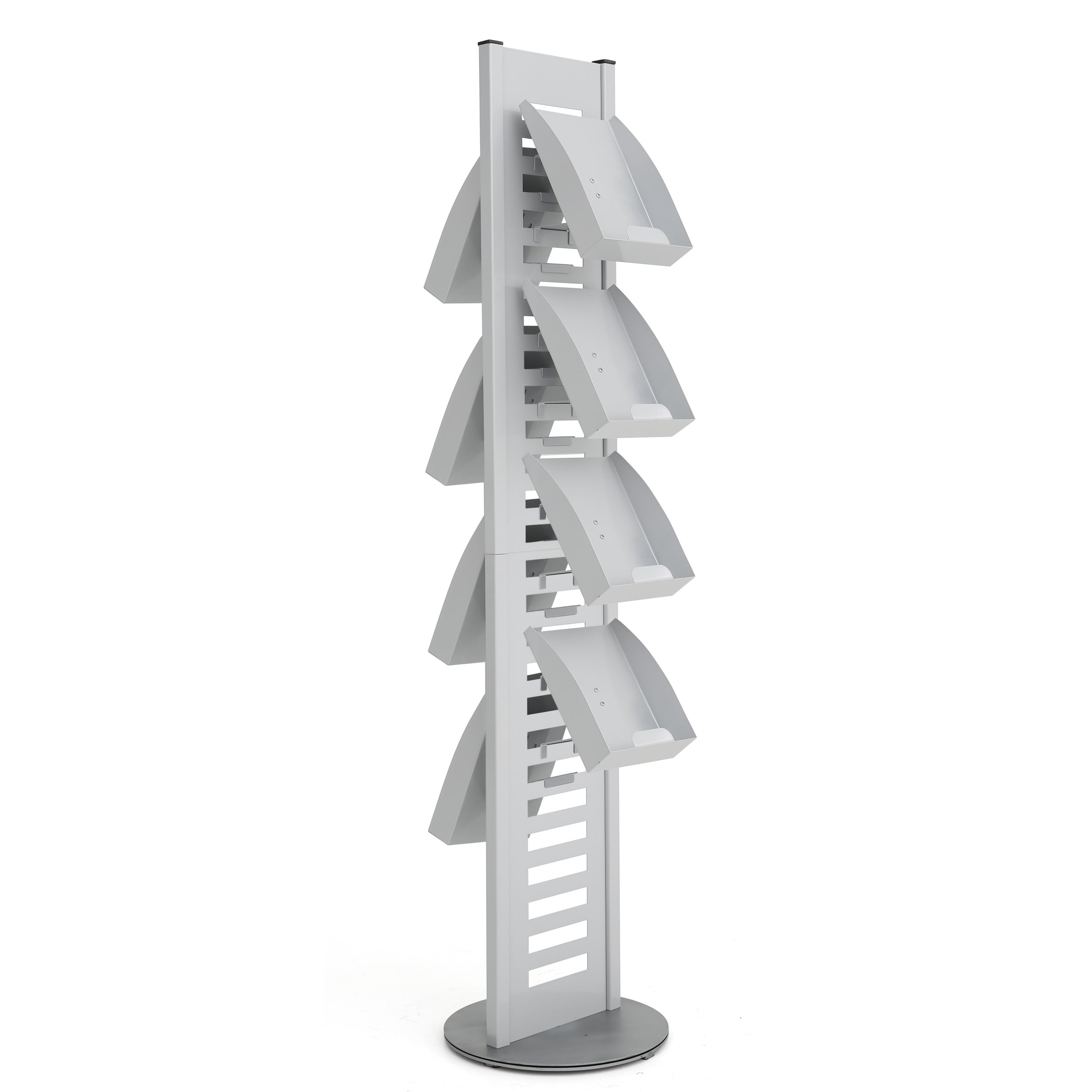 Gray Heavy Duty Steel Freestanding Literature Rack with 4 Shelves
