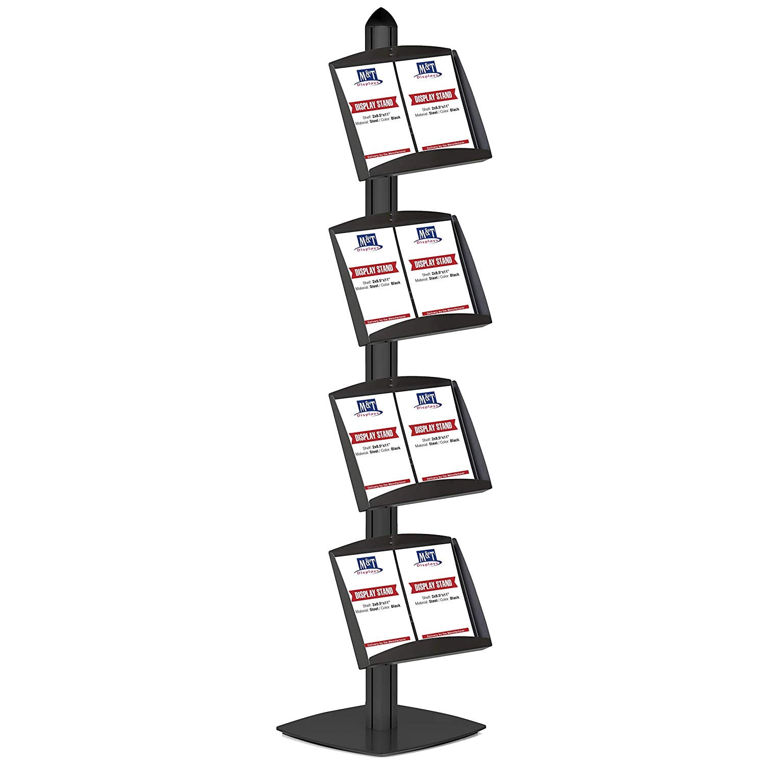 Magazine Rack Signs M&T Displays Free Standing Aluminum Brochure Sign Holder-Black 4 Steel ...