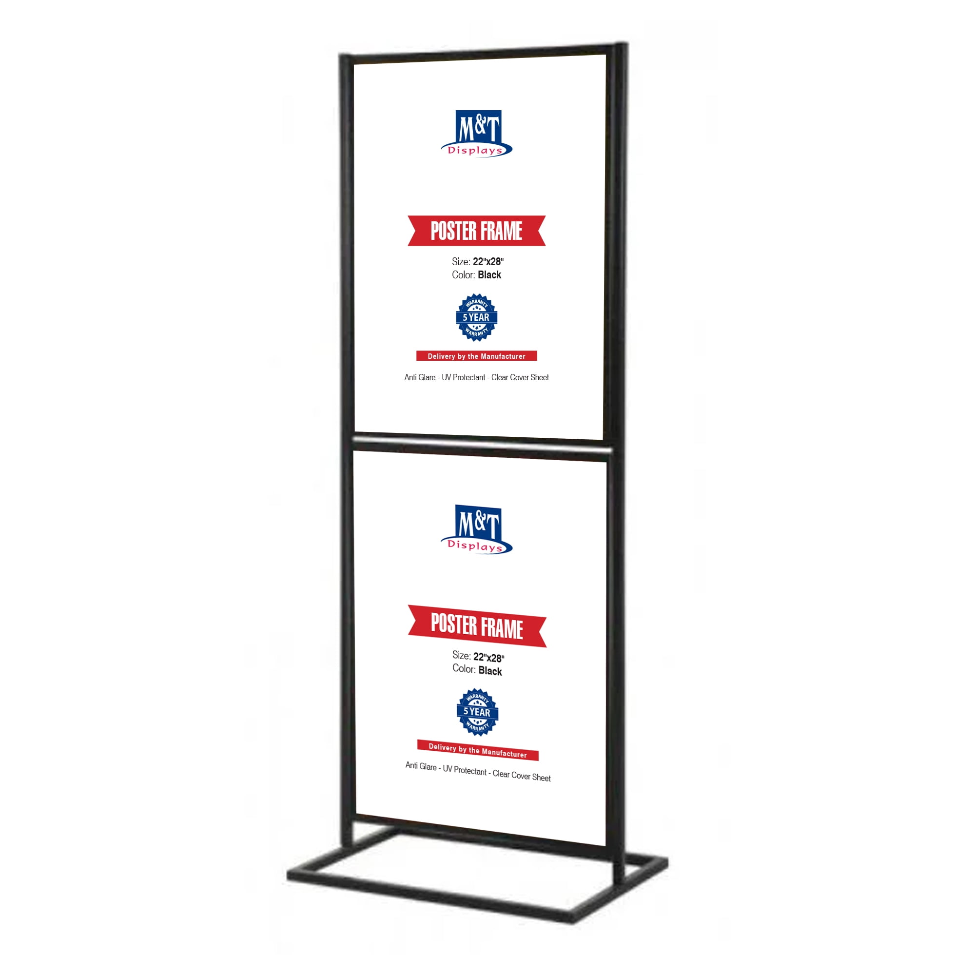 Black Metal Double-Sided Floor Standing Poster Sign Holder