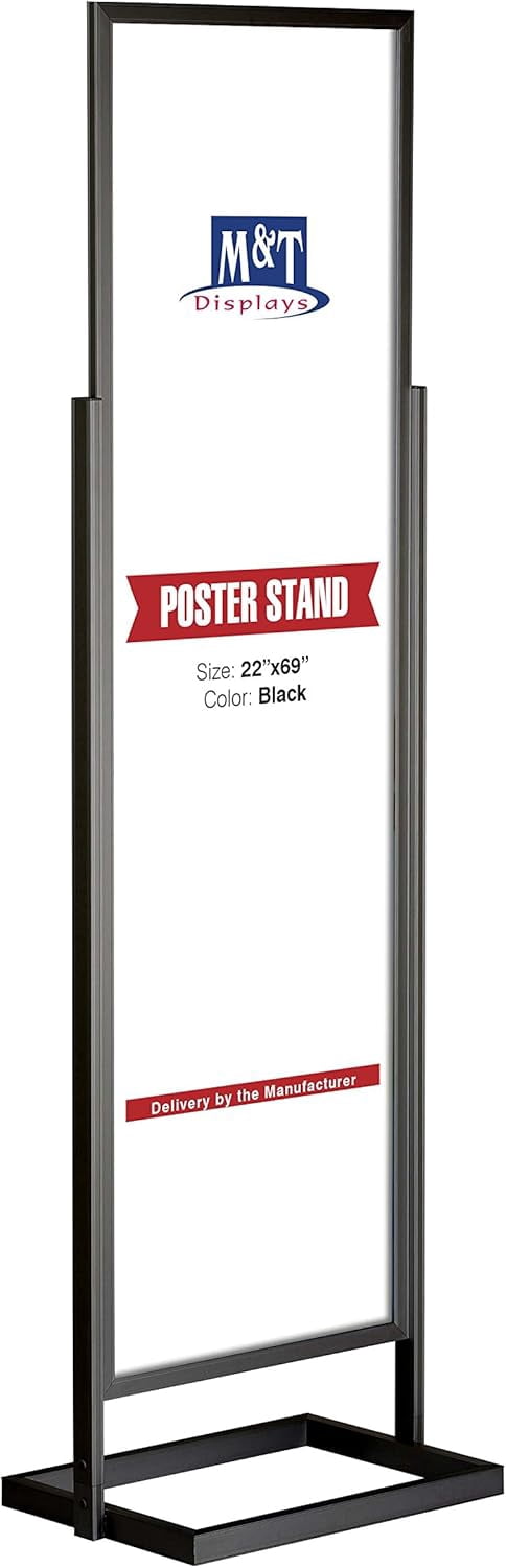 M&T Displays Metal Eco Info Board, Black 22x69 Inches Slide-In Poster ...