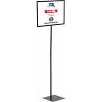M&T Displays Metal Floor Free Standing Landscape Sign Menu Holder Poster Display with Flat Base (Black, 11x14)