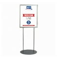 thumbnail image 1 of M&T Displays Metal Oval Info Board Silver 18x24 Inches Slide-In Poster Sign Holder 1 Tier Double Sided Floor Standing Pedestal Advertising Display with Backing and Anti-Glare PET Cover, 1 of 6