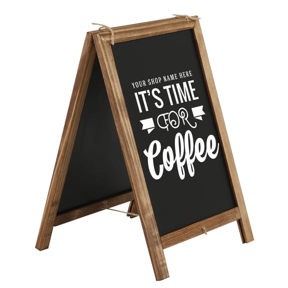 M&T Displays Nature Line Fir Wood Tabletop Double-Sided Mini A Board with Erasable Chalkboard, Ad Frame for Restaurant, Store, Office, Wedding, Party, Event, Home (Dark Wood - Black, 8.5x11)