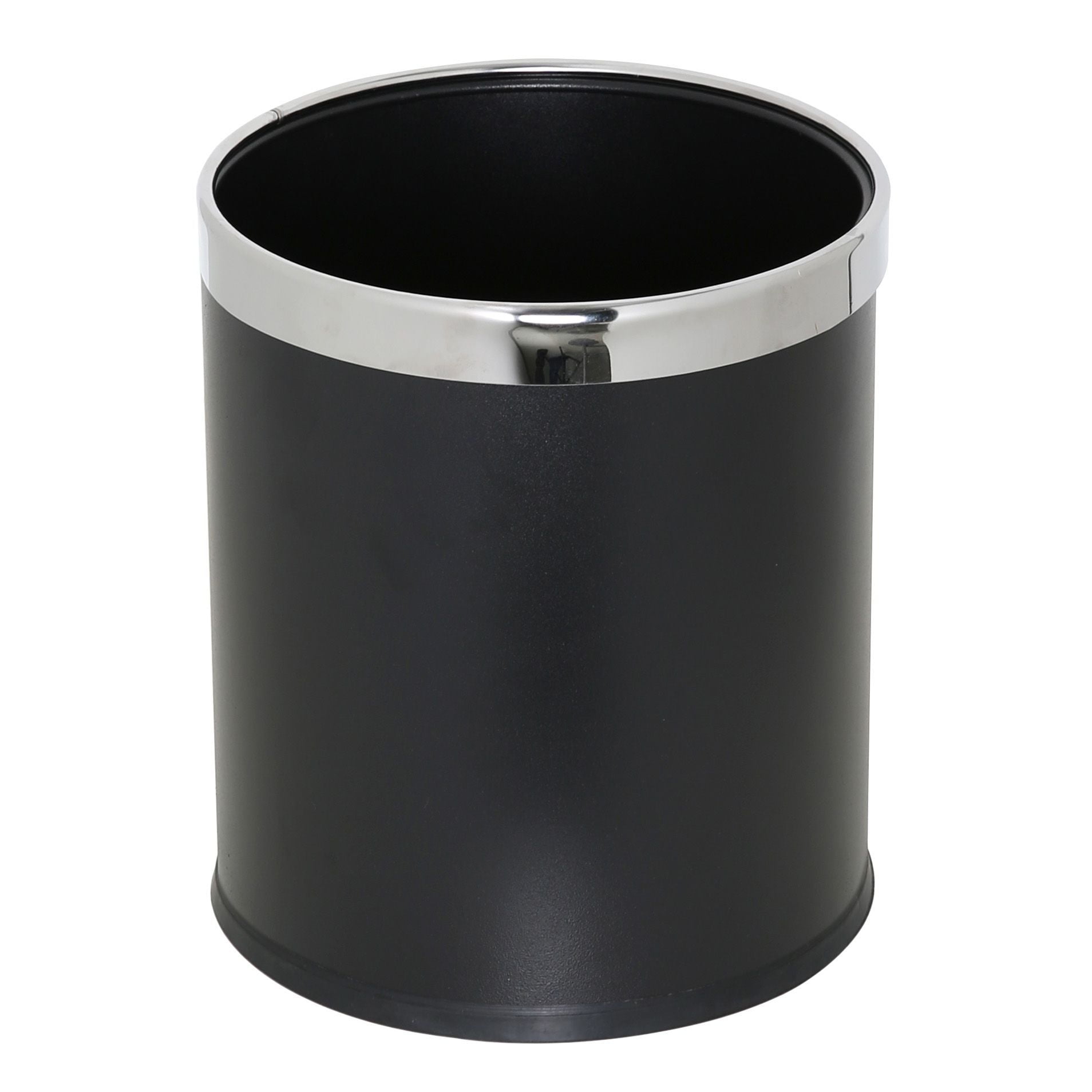 Black Stainless Steel Cylinder Office Waste Basket