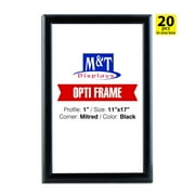 M&T Displays Opti Snap Photo Picture Poster Frame 11x17 inch Black 1 Aluminum Profile Front Loading Wall Mounting 20 pack
