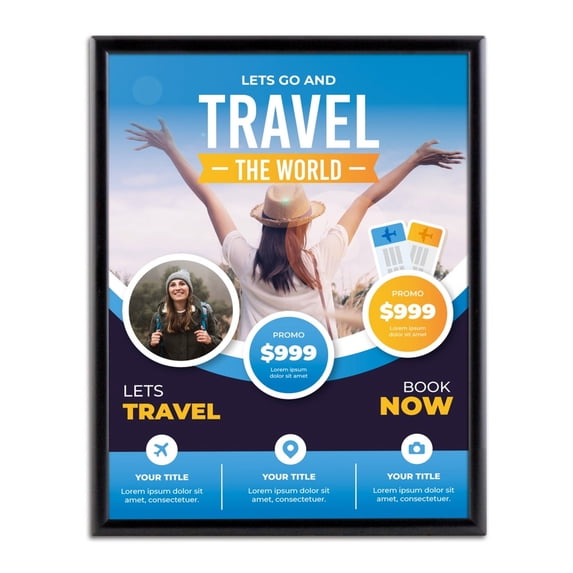 M&T Displays Opti Snap Poster Frame 22x28 Black Aluminum Wall Mounting Document Sign Holder (5 pack)