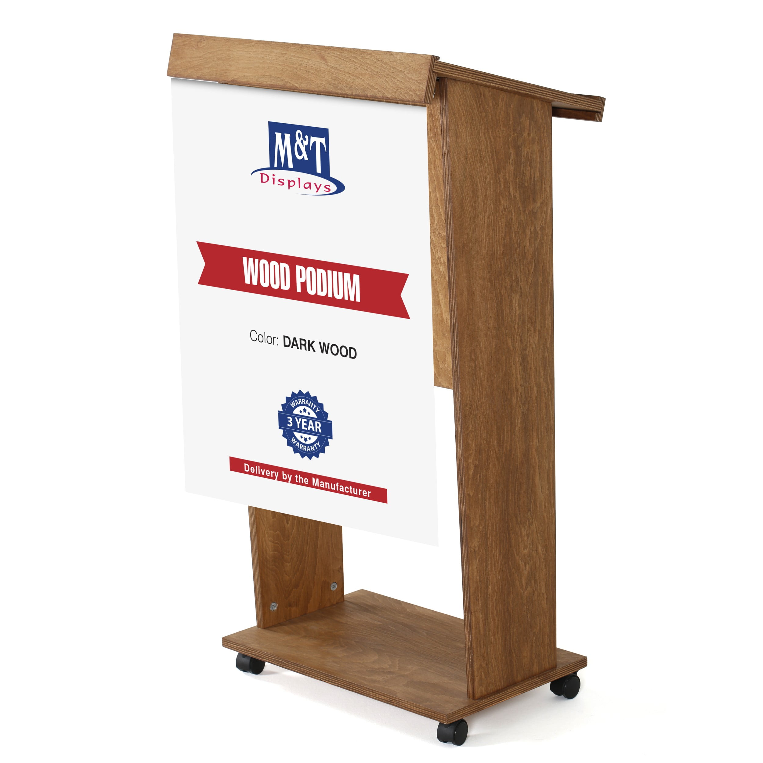 Interion® Stand-Up Podium / Lectern, 23W X 15-3 / 4D X 45-7 / 8H,  Mahogany