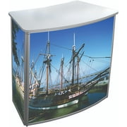 M&T Displays Portable Trade Show Podium Table Display Panset Counter Speech Stand Without Printing Pop Up for Exhibition Reception Event Desk 41.73x36.61 Inch Aluminum