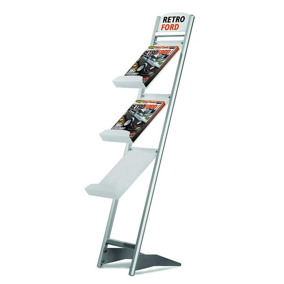 M&T Displays Rapid Portable Brochure Literature 3 Tiered Display Standing Rack