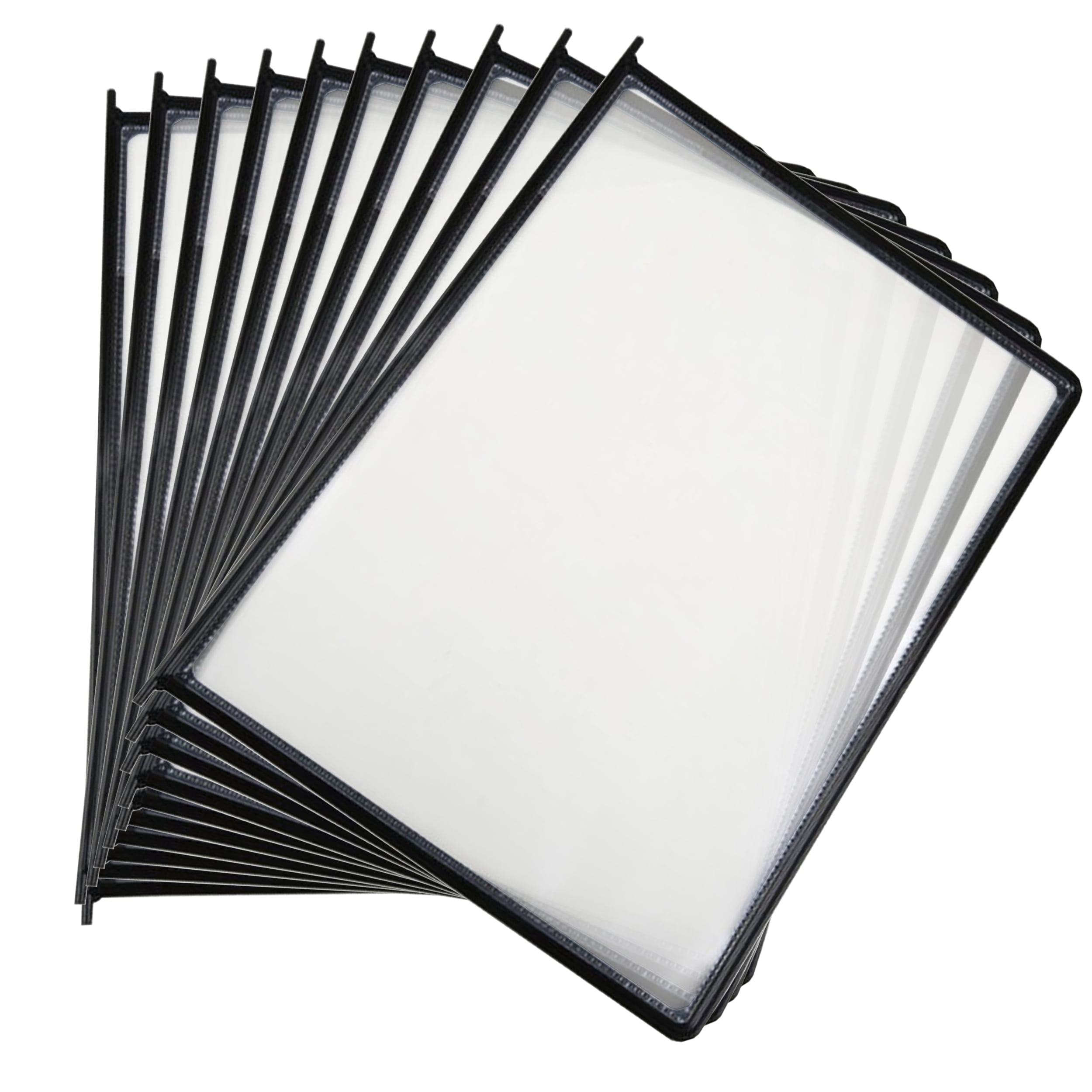 Black PVC 8.5x11 Inch Document Display Pockets Set of 10