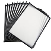M&T Displays Reference Organizer Pocket Double-Sided Black 8.5x11 Inch Letter Front Loading Corner Tuck Easy Load Pivoting Catalog Menu Holder 10 pack