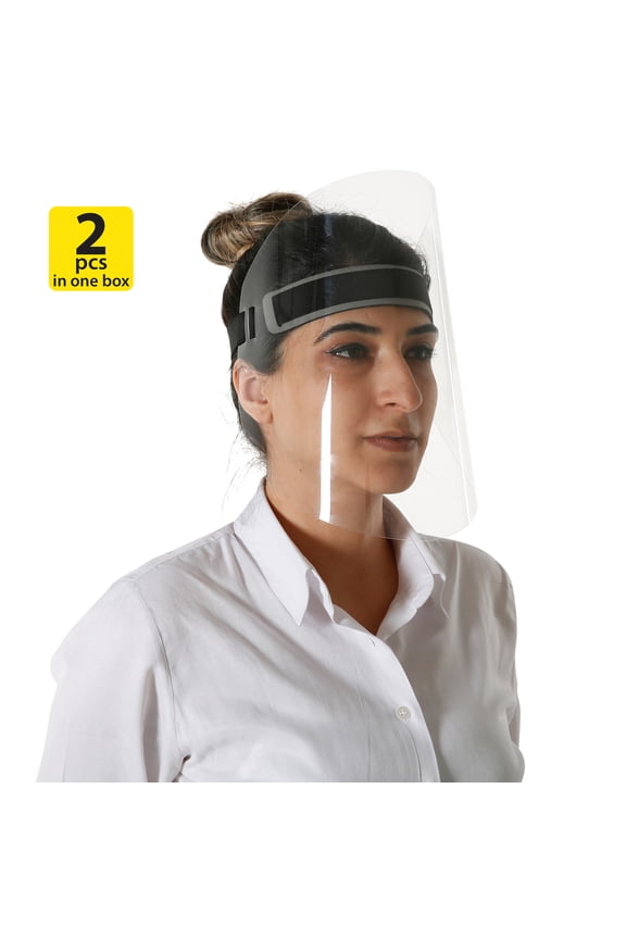 Reusable Face Shield, Adjustable Transparent Full Face Protective Visor for Eye & Head Protection, Barrier Against Coughing, Sneezing and Spitting, Facial Cover for Men & Women (2-Pack)
