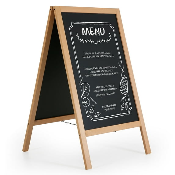 M&T Displays Rustic Advertising Wood A Board Outdoor Display, Chalk Surface (Natural Wood, 18.10" x 26.5")