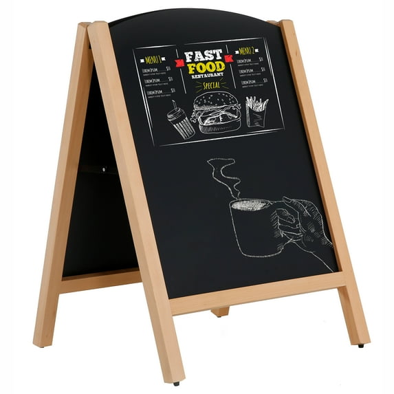 M&T Displays Rustic Timber Wood Advertising Chalk Board for Indoor use with Slide in Panels a Frame Display (Natural Wood)
