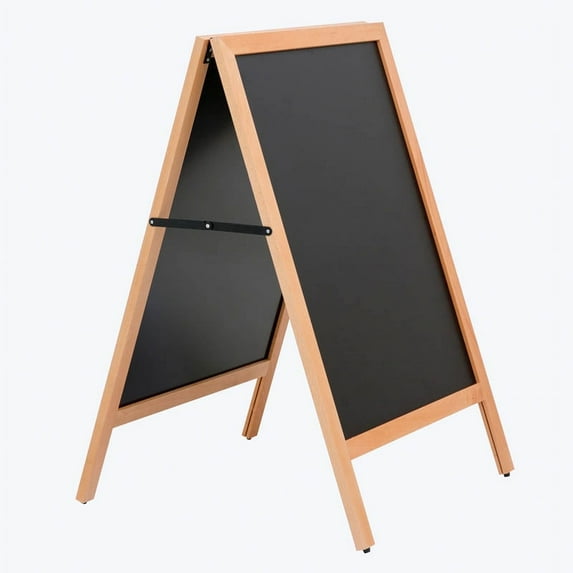 M&T Displays Rustic Wood A Frame 23.6x30.7 Inch Floor Standing Double Sided Outdoor Sidewalk Sandwich Board Magnetic Chalkboard Natural Wood