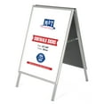 thumbnail image 1 of M&T Displays Silver Sandwich Board, 22x28 Inches Poster Sidewalk Display, 1" Aluminum profile, A-Frame with Header Menu Board, Double Sided, Polystyrene Backing, Mitered Corner, 1 of 8