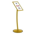 thumbnail image 1 of M&T Displays Simplistic Curved Menu Board 11x17 inch Gold Pedestal Sign Holder Floor Standing Aluminum Front Loading Easy Open Poster Advertisement Sign Holder for Restaurant Cafe Hotel, 1 of 8
