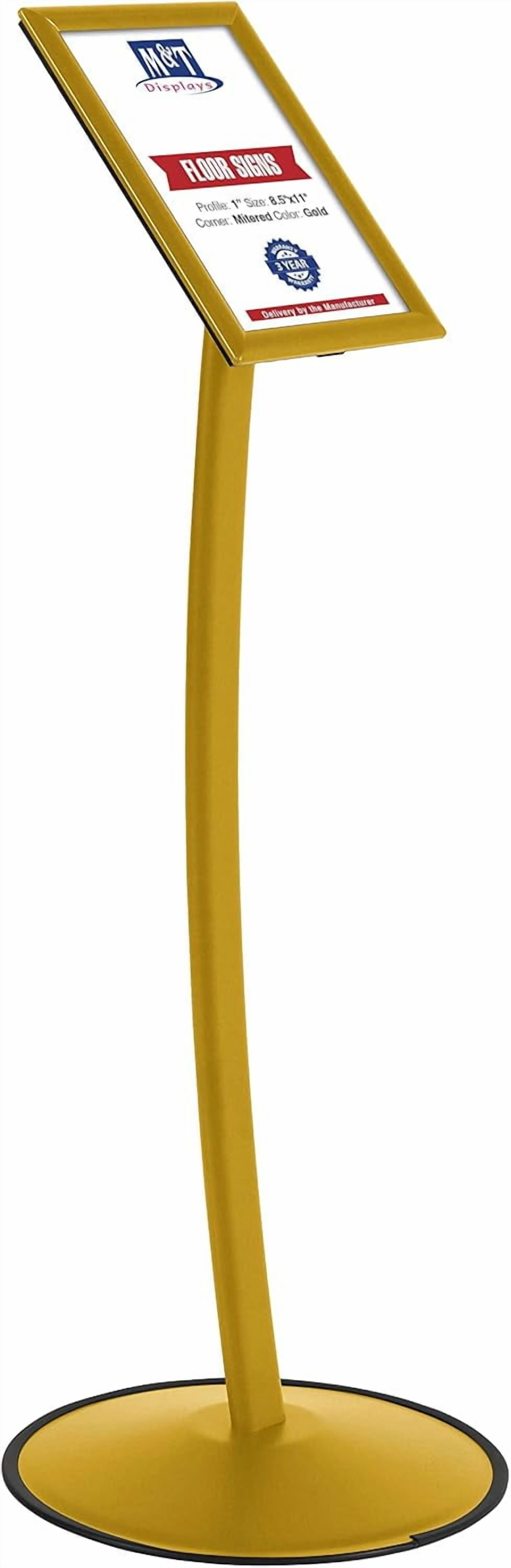 M&T Displays Simplistic Curved Menu Board 8.5x11 inch Gold Pedestal ...