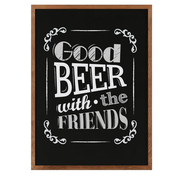 M&T Displays Slide-In Wood Frame with Double Sided Chalkboard for Ad Frame for Restaurant, Store, Office, Wedding, Party, Event, Home (Dark Wood, 23.40x33.10)