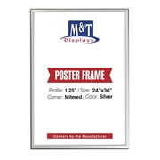 M&T Displays 24x36 Snap Poster Frame Silver Aluminum Photo Document Certificate Sign Holder