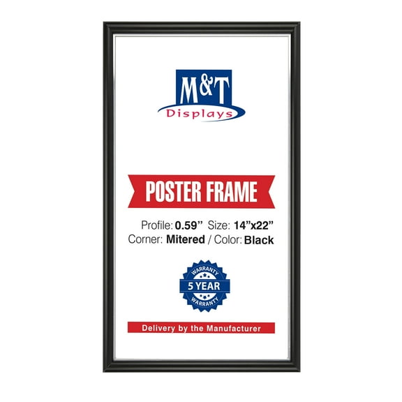M&T Displays Snap Poster Frame 14x22 Black Aluminum Picture Photo Document Sign Holder