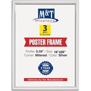 M&T Displays Snap Poster Frame 16x20 Inch Silver 0.59" Aluminum Profile Front Loading Wall Mounting Picture Photo Document Certificate Sign Holder Mitered Corner Anti Glare Cover 3 pack