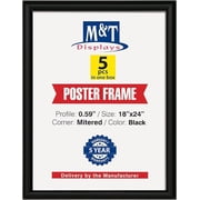 M&T Displays Snap Poster Frame 18x24 Inch Black 0.59" Aluminum Profile Front Loading Wall Mounting Picture Photo Document Certificate Sign Holder Mitered Corner Anti Glare Cover 5 pack