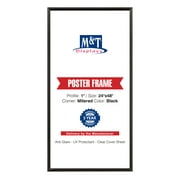 M&T Displays Snap Poster Frame 24x48 Inch Black 1" Aluminum Front Loading Wall Mounting Picture Photo Document Certificate Sign Holder Mitered Corner Anti Glare Cover