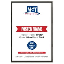M&T Displays 27x40 Black Snap Poster Frame, Wall Mount Aluminum Sign Holder with Anti-Glare Cover