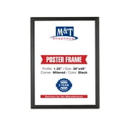 M&T Displays Snap Poster Frame 36x48 Inch Black 1.25" Aluminum Profile Front Loading Wall Mounting Photo Picture Document Certificate Sign Holder Mitered Corner Anti Glare Cover