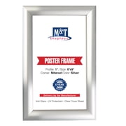 M&T Displays Snap Poster Frame 6x9 Inch Silver 1" Aluminum Profile Front Loading Wall Mounting Photo Picture Document Certificate Sign Holder Mitered Corner Anti Glare Cover