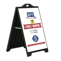M&T Displays Street SignPro Board, 24x36 Inch Poster Black Weatherproof Sandwich Board A-Frame Sidewalk Curb Sign Holder Folding Portable Double Sided Advertising Display for Restaurant Cafe (10 pack)