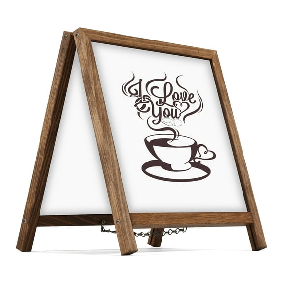 M&T Displays Tabletop Double-Sided Mini A Board with Erasable Magnetic Chalkboard, Ad Frame for Restaurant, Store, Office, Wedding, Party, Event, Home (Dark Wood, 12x14)