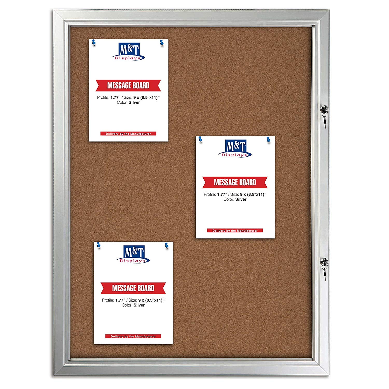 M&T Displays Tamper Proof Noticeboard Enclosed Bulletin Board with Cork