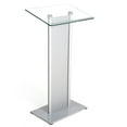 thumbnail image 1 of M&T Displays Tempered Clear Glass Podium with Aluminum Front Panel Silver Aluminum Body and Base 43.9 Inch Height Floor Standing Lectern Pulpit Desk, 1 of 8